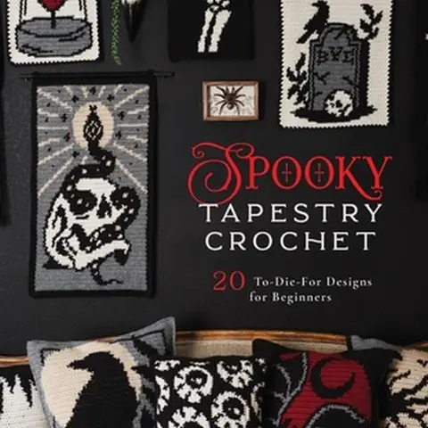 Dark Spooky Crochet Book - English Paperback by Emily Chavez, Beginners-Friendly, 20 Ultra-Easy Macabre Patterns, 5 Yarn Colors Guide (Color Changes), No Toil or Trouble DIY Projects (Wall Hangings, Tote), Pillow Ideas, Mark Rows as Done