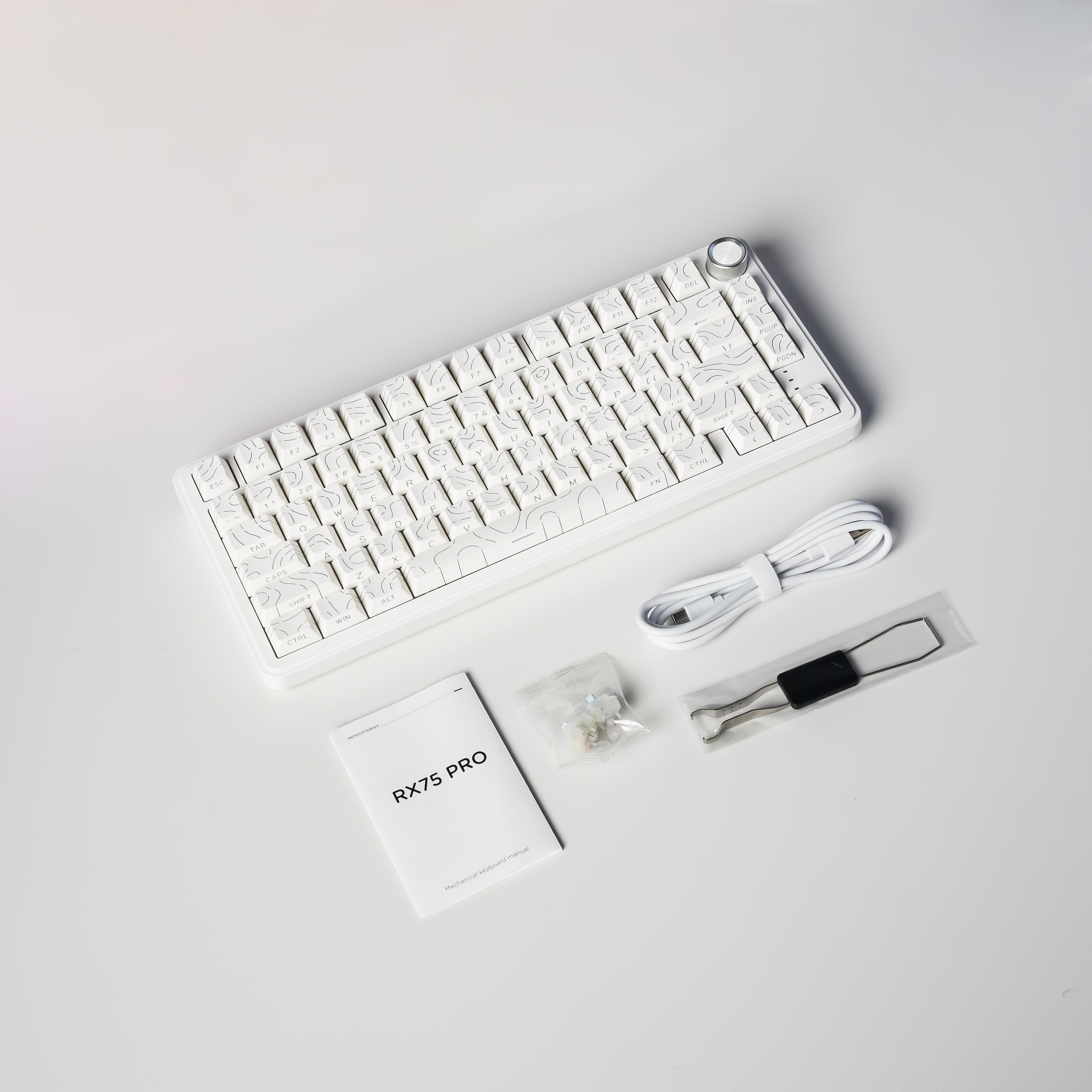 ZIFRIEND&FURYCUBE RX75 PRO Wireless Mechanical Creamy Keyboard,Tri-Mode Type-C/2.4G/Bluetooth Music Rhythm Sync RGB Backlight Keyboard,Multimode Gaming Keyboard for Gaming, Office, Career Women,Multimedia Roller Key ZIFRIEND&FURYCUBE RX75 PRO Wireless Mechanical Creamy Keyboard,Tri-Mode Type-C/2.4G/Bluetooth Music Rhythm Sync RGB Backlight Keyboard,Multimode Gaming Keyboard for Gaming, Office, Career Women,Multimedia Roller Key