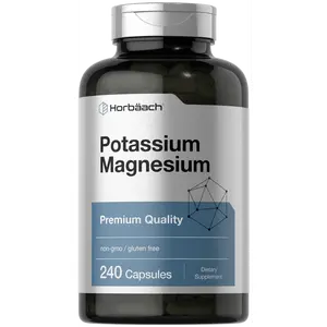 Horbäach Potassium Magnesium Supplement | 240 Capsules | Premium Quality | Non-GMO & Gluten Free