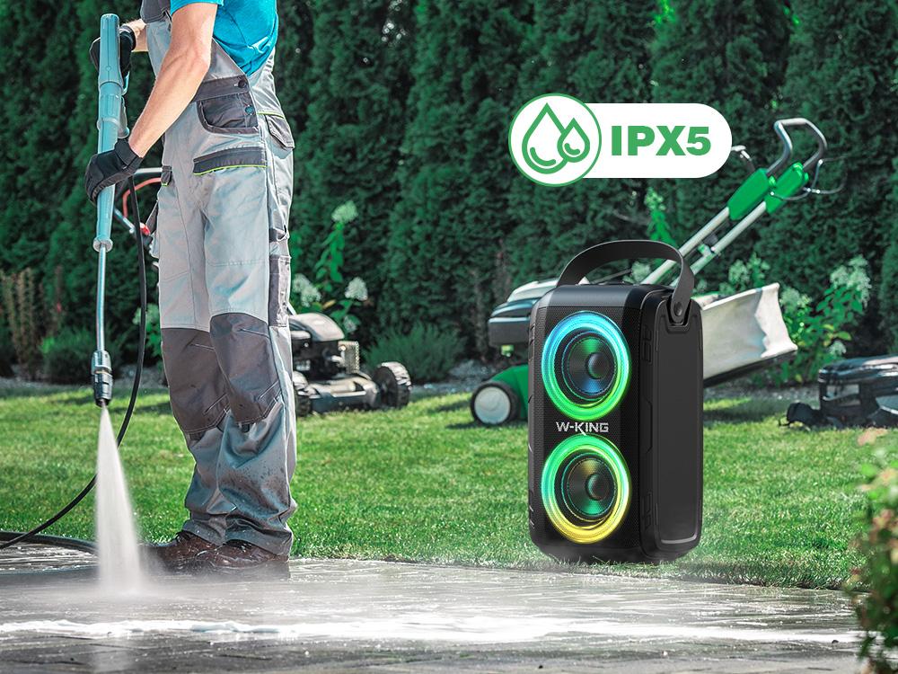 W-KING 180W Party Portable Karaoke Speaker with WIRELESS MICROPHONE, Outdoor Wireless Bluetooth Speaker Loud Big Large with 2 Full-Range Drivers-Super Bass with Lights, IPX5, Huge 105dB Sound, 24H, U-Disk, TF, AUX, EQ Loudspeaker Audio W-KING 180W Party Portable Karaoke Speaker with WIRELESS MICROPHONE, Outdoor Wireless Bluetooth Speaker Loud Big Large with 2 Full-Range Drivers-Super Bass with Lights, IPX5, Huge 105dB Sound, 24H, U-Disk, TF, AUX, EQ Loudspeaker Audio