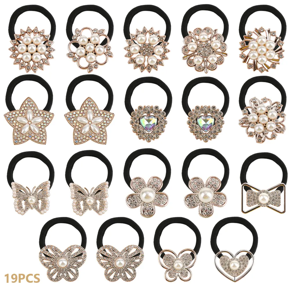 19PCS rhinestone imitation style fashionable ponytail headband
