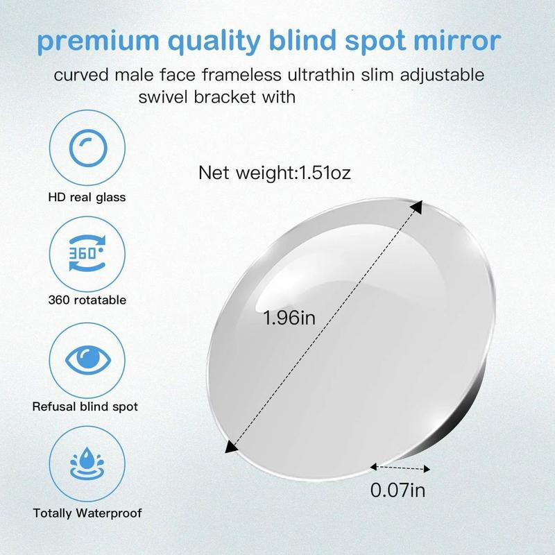 Blind Spot Car Mirror 2 Pack-2 Inch Round Rear View Convex Mirrors for Cars/SUVs/Motorcycles/Trucks/Trailers/Snowmobi les/Bicycles/RVs/Boats/Golf Carts with Rust Resistant Frame-HD Real Glass