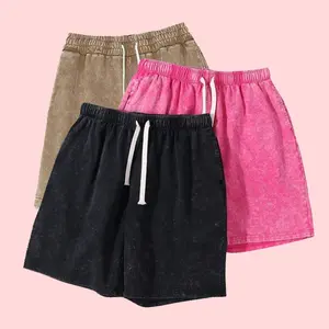 3 Pack 260G Shorts Athletic Vintage Short Acid Washed Shorts Cotton Heavyweight Elastic Waist Streetwear Athletic Sweat Shorts Acid Washed Cotton Elastic Waist Drawstring Gym Workout Jogger Pants with Pocketsr Tropical Beige Plain