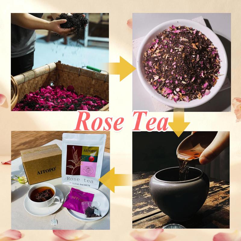 AITOPO Chinese Pu'er Rose Tea 60g （2g*30bags ）Healthy Wellness Tea for Valentine's Day Buy one, get one free