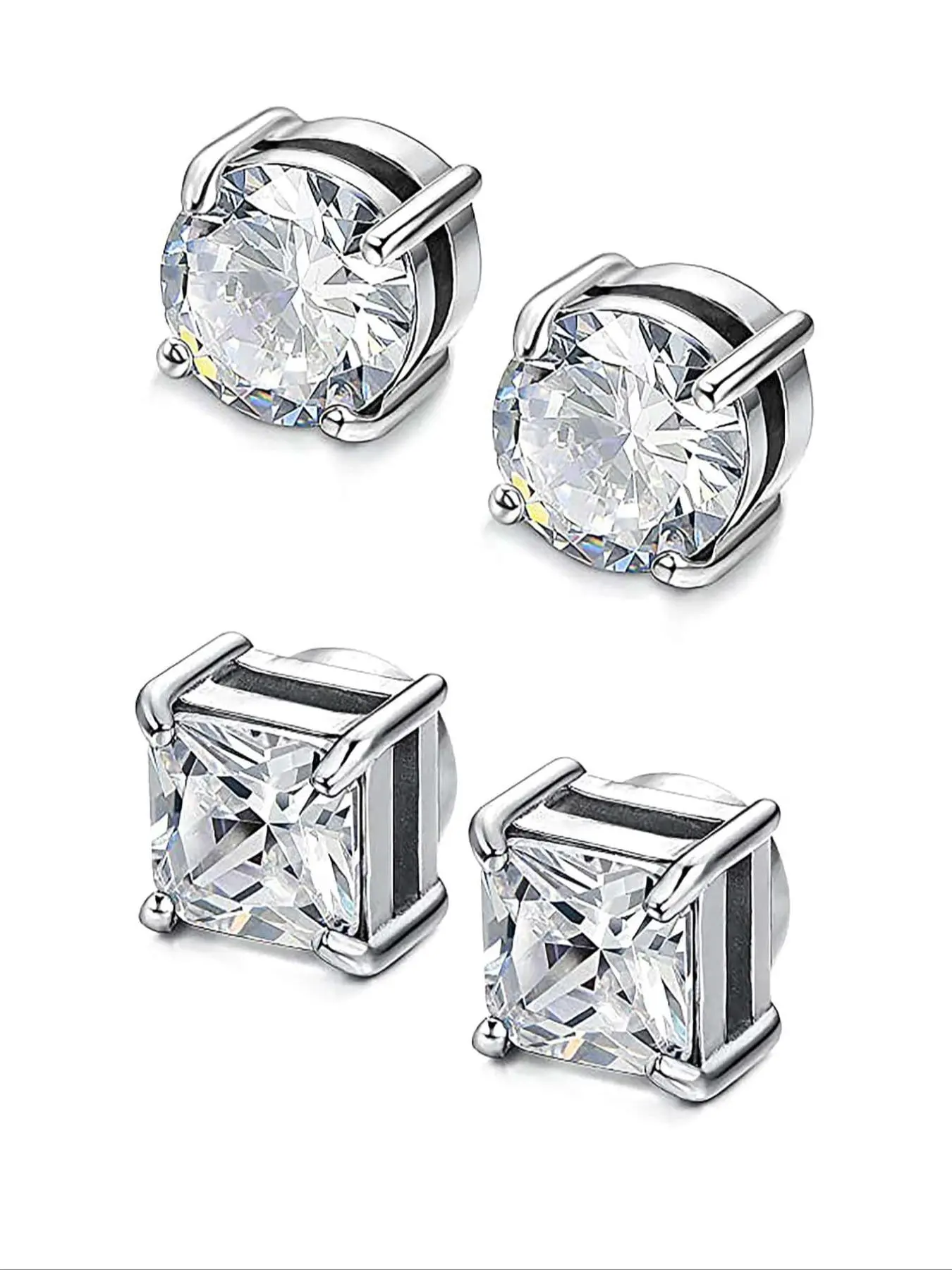 4pcs Simple Style Copper Zircon Ear Cuffs, Magnetic Design Unisex Jewelry Gift, Casual All-Season Accessory for Daily Wear, All Weather Earrings, Cubic Zirconia Earrings, Cubic Zirconia Studs, Casual Earrings Set