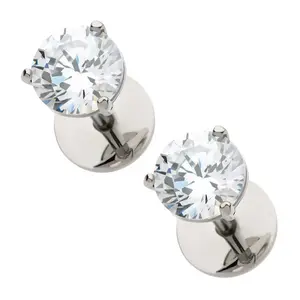 ComfyEarrings Stainless Martini CZ Prong Earrings – Comfortable Flat-Back Design for All-Day Wear, 316L Surgical-Grade Stainless Steel