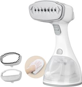 LEBENLANG 1500W Portable Handheld Steam Iron with Liner and Fabric Brush. Heats up incredibly fast, provides up to 18 minutes of continuous steam, powerfully removes wrinkles from clothing, especially white garments.