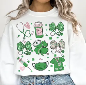 St. Patricks Day Nurse Sweatshirt T-Shirt, St.Patricks Day Nurse Coquette Tee, Nurse St.patricks Day Shirt, Nurse Gifts, St.Patricks Sweater, Shamrock