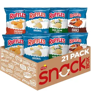 Ruffles Potato Chips, 4 Flavor Variety Pack, 1 oz Bags (Pack of 21)