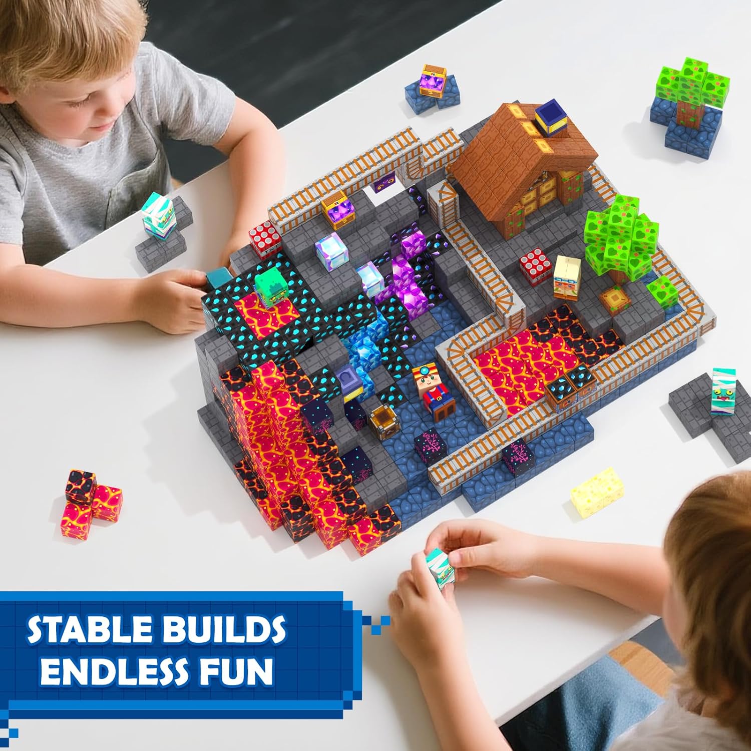 100PCS Magnetic Building Blocks STEM Sensory Games Toys Mine Magnet World Birthday Couple Christmas Gifts for Kids Creative Play