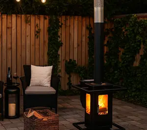 HEATMAXX Pellet Patio Heater with 3 Glass Panel