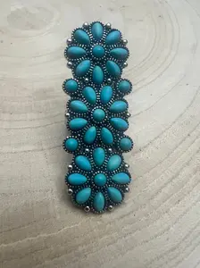 Adjustable Faux Turquoise Cluster Ring - Adjustable Cuff Ring Band