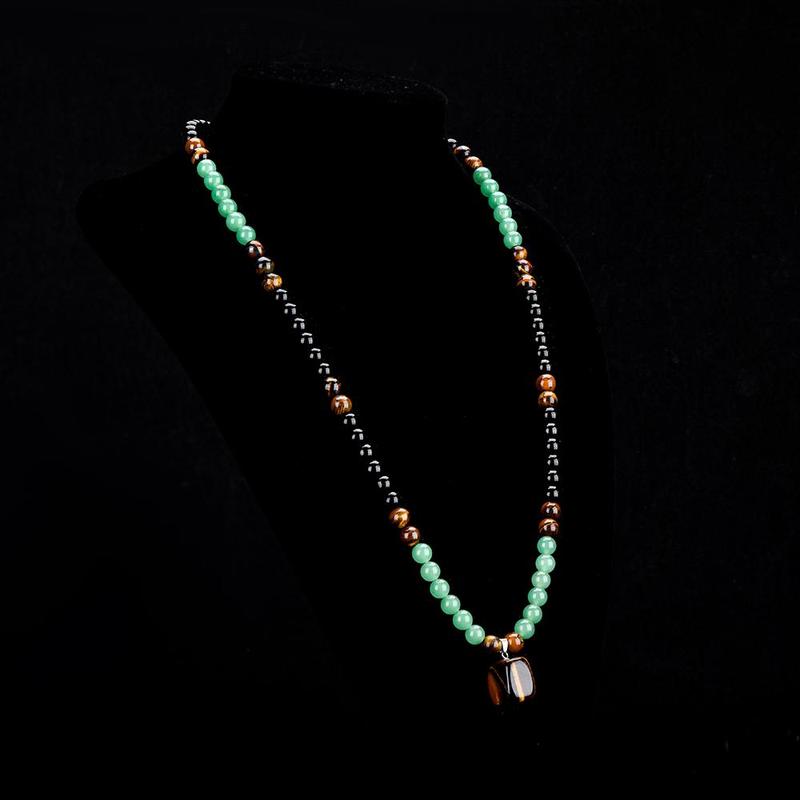 ARPURRAINA Money Attraction Necklace With GreenAventurine & Tiger Eye  Pendant Healing Crystal Stone ,Anniversary, Vacation &Theme Parties Jewelry Charms Abundance Crystal bracelet,Long Chain,Sweater chain,Ideal Gift Jewelry for Men and Women