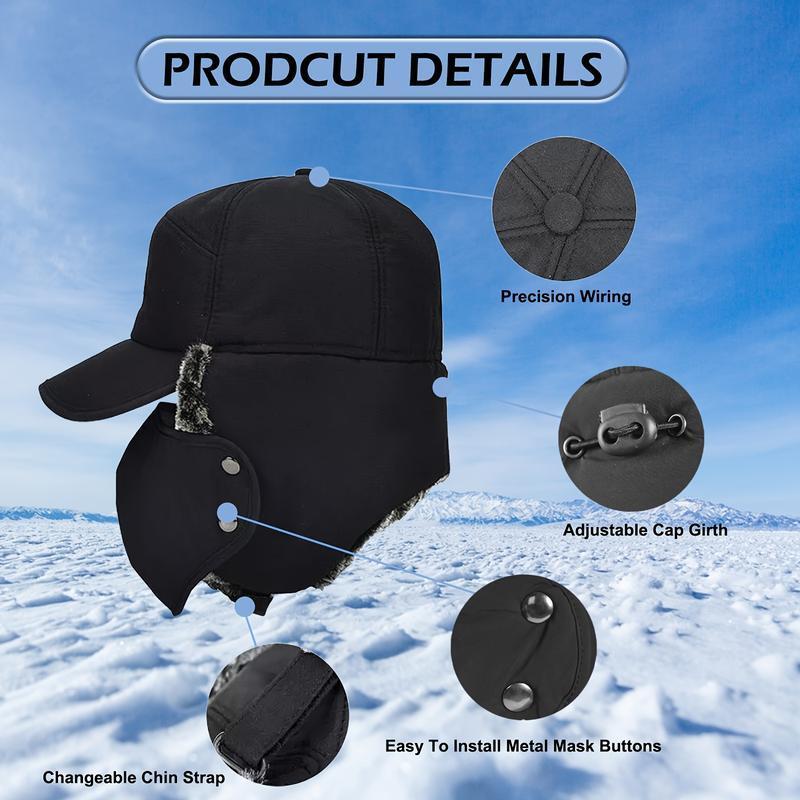 [live]Trapper Hat Style Mask Winter Warm Pilot Style Fur Ear Mask Ski Hunting Windproof Hat for Cold Weather Activities rapper Hat Mask with After-Sales Protection