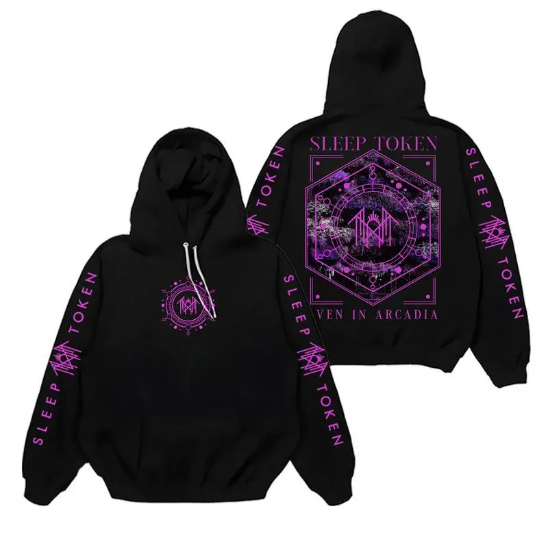 Sleep Token Even In Arcadia Graphic Hoodie – Geometric Symbol Tour Artwork, Gothic Music Fan Hoodie, Unisex Streetwear Gift
