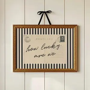 How Lucky Are We Postcard Print – Minimalist Quote Art, Old Money Sentimental, Neutral Living Room Art, Entryway Decor