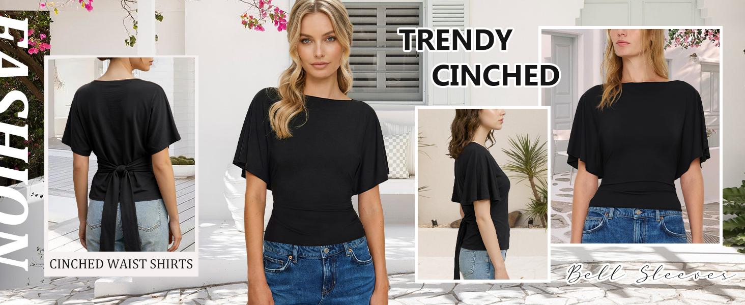 Hixiaohe Women's Fitted Shirt Short-Sleeve Boat Neck Knit Top Urban Fashion Wear Basic Training Shirt