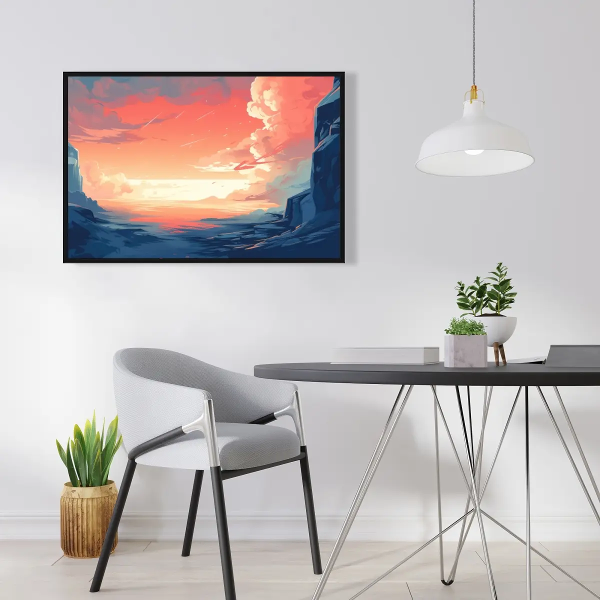 Pictorem C1FC2436IOB39Z 24x36 in. Coral Framed Canvas Wall Artwork, Home Decor Supplies for Bedroom Coastal Use, Decor Inspo & Room Accent