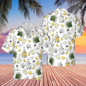 Tequila Hawaiian Shirt Men Women Casual Summer Beach Shirt Tropical Lemon Cocktail Street Style Festival Party Wear Loose Fit Breathable Cool Short Sleeve Vacation Shirt