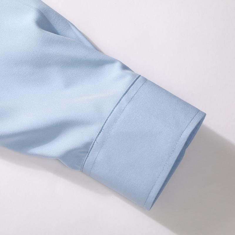 Men's Long Sleeve Shirt Slim Fit Solid Color Turn Down Collar Cardigan Business Casual