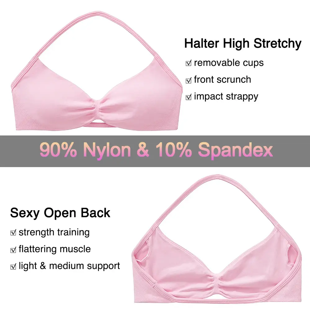 Women's Solid Backless Halter Crop Top & High Waist Shorts Workout Gym Yoga Set, Sporty Breathable Comfy Fitness Outfits for Women, Ladies Gym Clothes, Activewear, Valentine's Day Gift