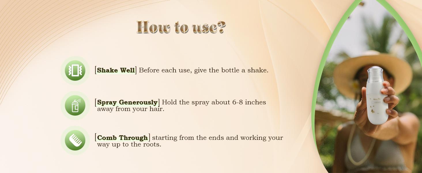 Sunny Hair Conditioner Spray Leave-in 1.69 Fl Oz for Demage Hair Conditioner Detangler with Keratin, Vitamin B5, Olive Oil & Jojoba Oil