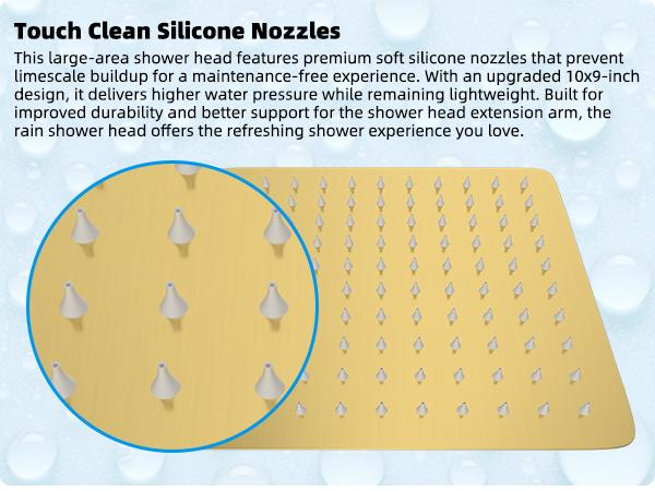 Hibbent All Metal 10'' Rainfall Shower Head, Shower Head Combo, High Pressure Handheld Shower Wand, 4 Sprays, 16'' Adjustable Arc-shaped Extension Arm, 71'' Hose, Showerhead Holder, Brushed Gold