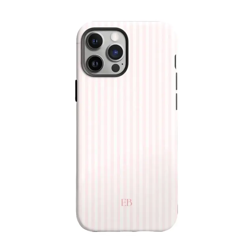 Personalized Elegant Pink Striped Phone Casing - Summer Beach & College Style Mobile Phone Cover, Protector Accessories for iPhone 17 Pro Max, 16 Plus, 15, 14, 13, 12, 11 Plus Devices