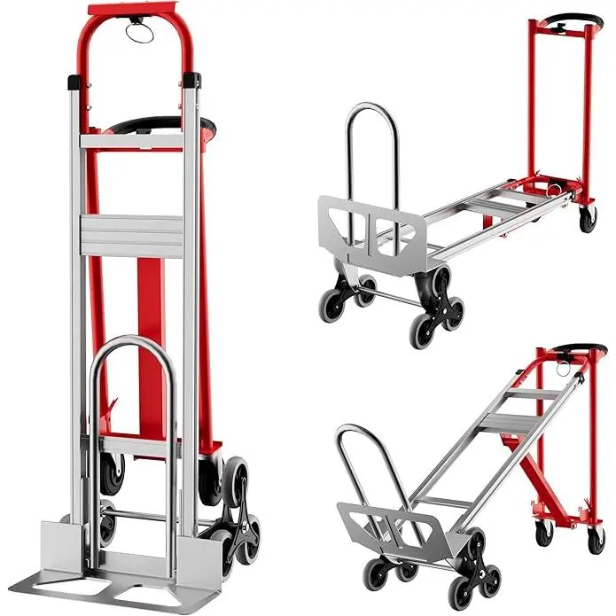 3-in-1 Convertible Foldable Hand Truck with 10-Inch Solid Stair-Climb Wheels, Elastic Straps, 800lbs Capacity, Rust-Resistant Aluminum for Wet Jobs, Ideal for Delivery Drivers, Warehouses