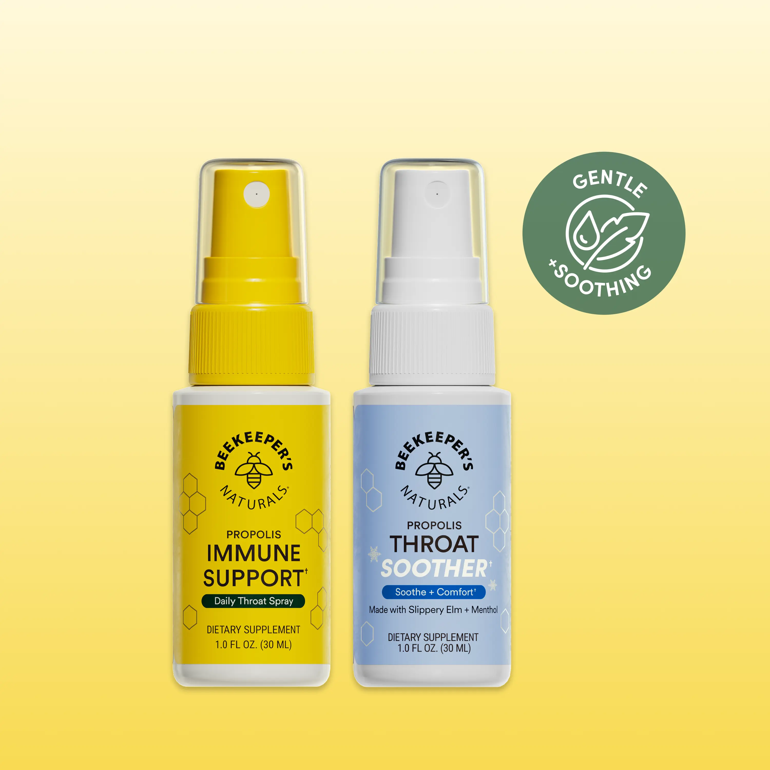 2-in-1 Throat Care Bundle - Immune Support & Throat Relief with 95% Propolis Extract + Menthol & Slippery Elm for Fast-Acting Soothing Comfort Bee Daily
