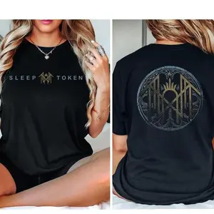 Sleep Token Sigil T-Shirt – Minimal Logo Front with Occult Circle Back Graphic Tee, Alternative Music Band Streetwear Shirt
