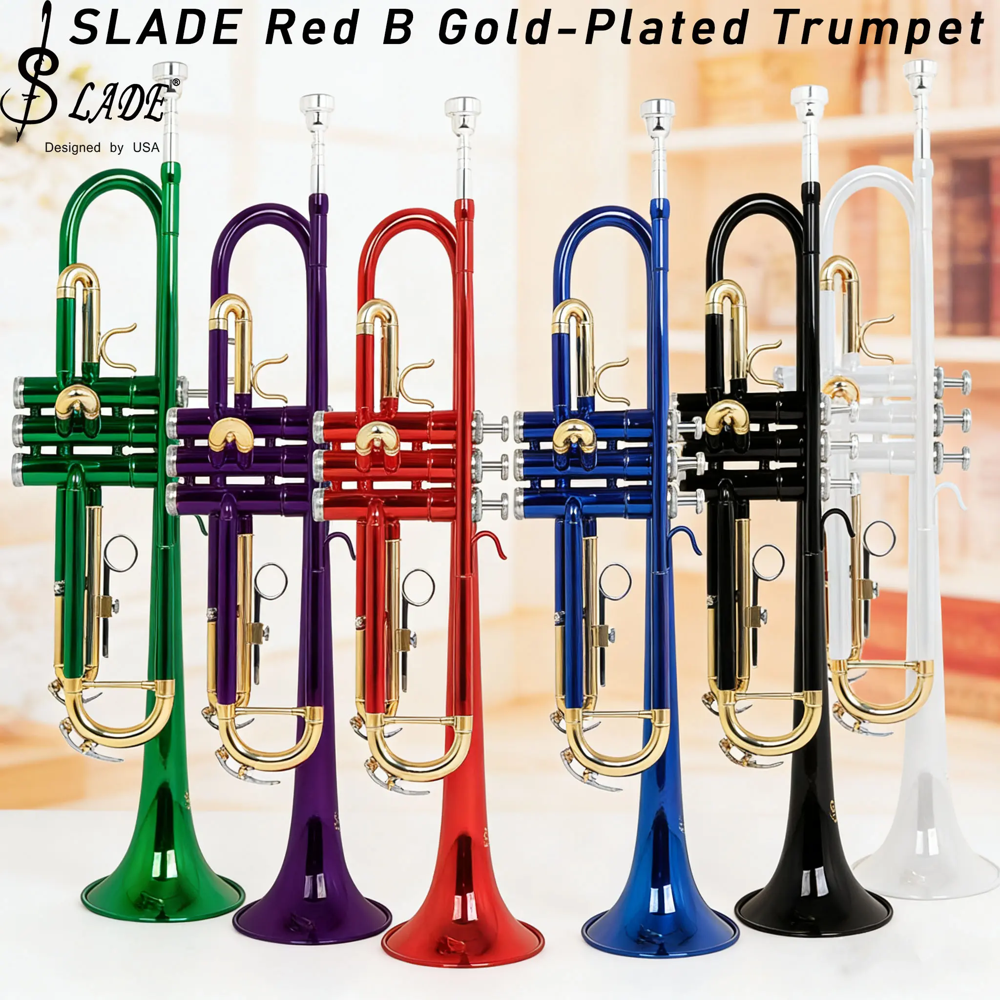 SLADE Professional Bb Trumpet for Beginners - Beautiful Tone Eco-Friendly Material for Practice & Gigs