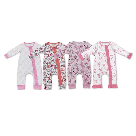 Baby Girls Clothing Cozy Pink Long Sleeve Zipper 1-Piece Romper Suit - Easy-Wear Casual Infant Outfit for 0-2 Years Newborn Onesies Daily Jumpsuit