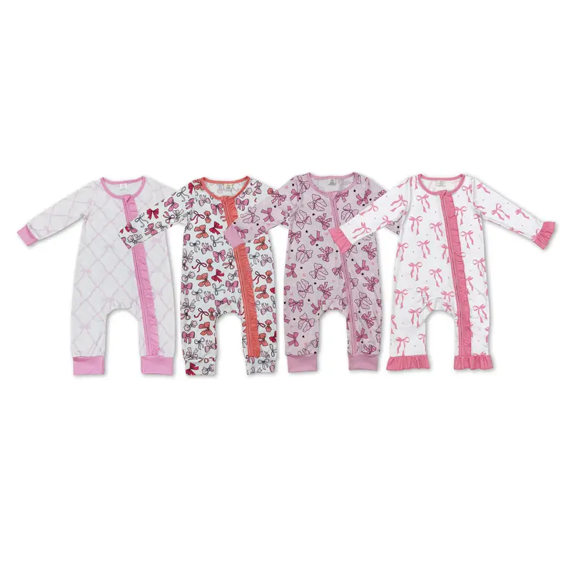 Baby Girls Clothing Cozy Pink Long Sleeve Zipper 1-Piece Romper Suit - Easy-Wear Casual Infant Outfit for 0-2 Years Newborn Onesies Daily Jumpsuit