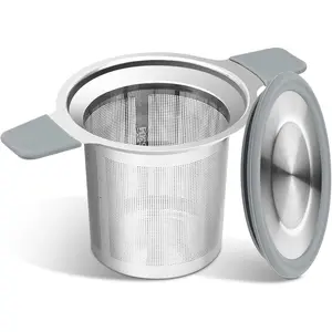 Ohtomber Tea Infuser Strainers, Stainless Steel Loose Leaf Tea Strainer Stepper with Heat Proof Double Handles, Extra Fine Mesh Ball Infusers, Diffuser Holder Filter for Mugs