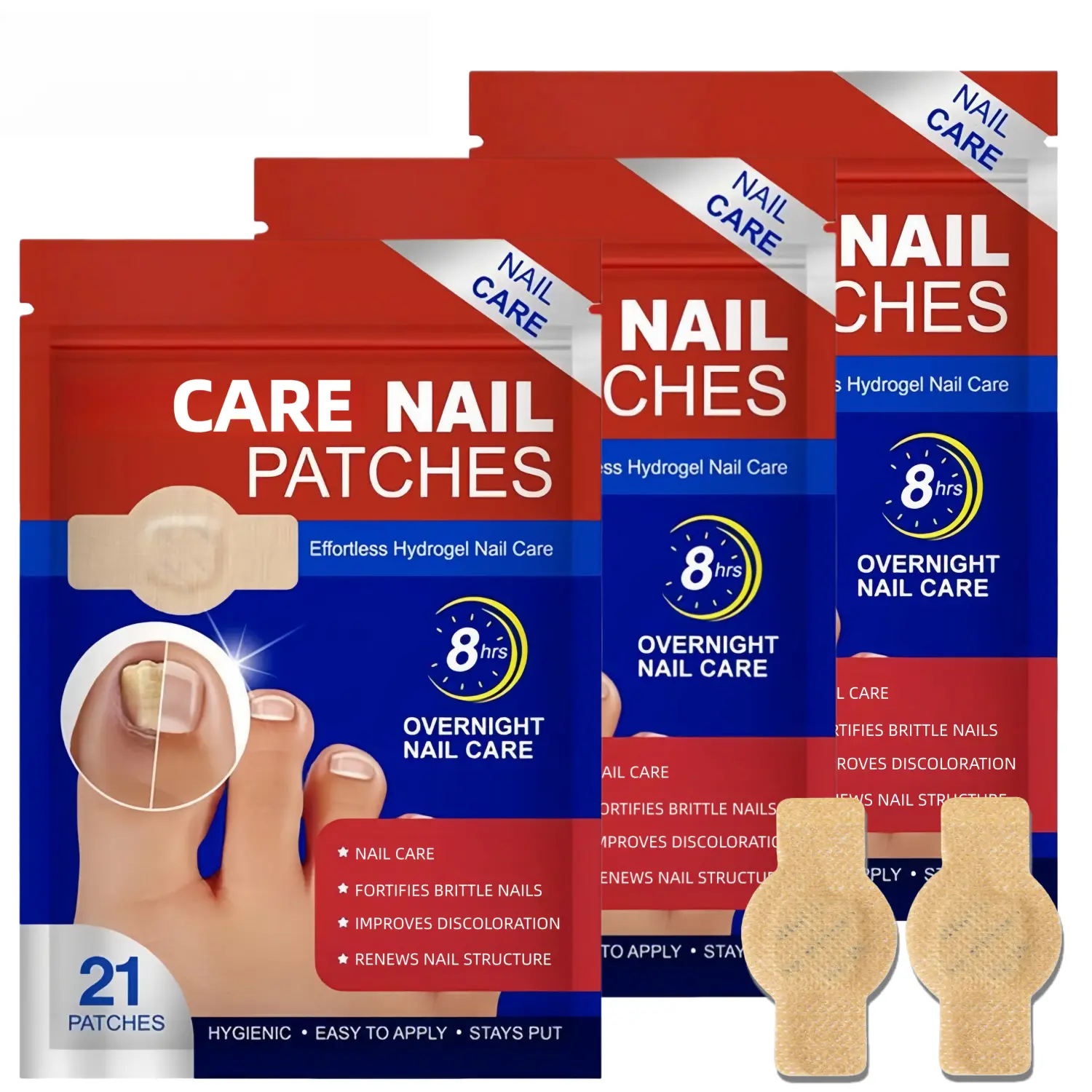1/2/3 Packs Care Nail Patches, 21pcs/box Nail Care Patches, Hydrogel Nail Care, 8-Hour Renewal Patch for Men and Women, Safe for Daily Use, Daily Care Nails Kit Set Manicure Comfort