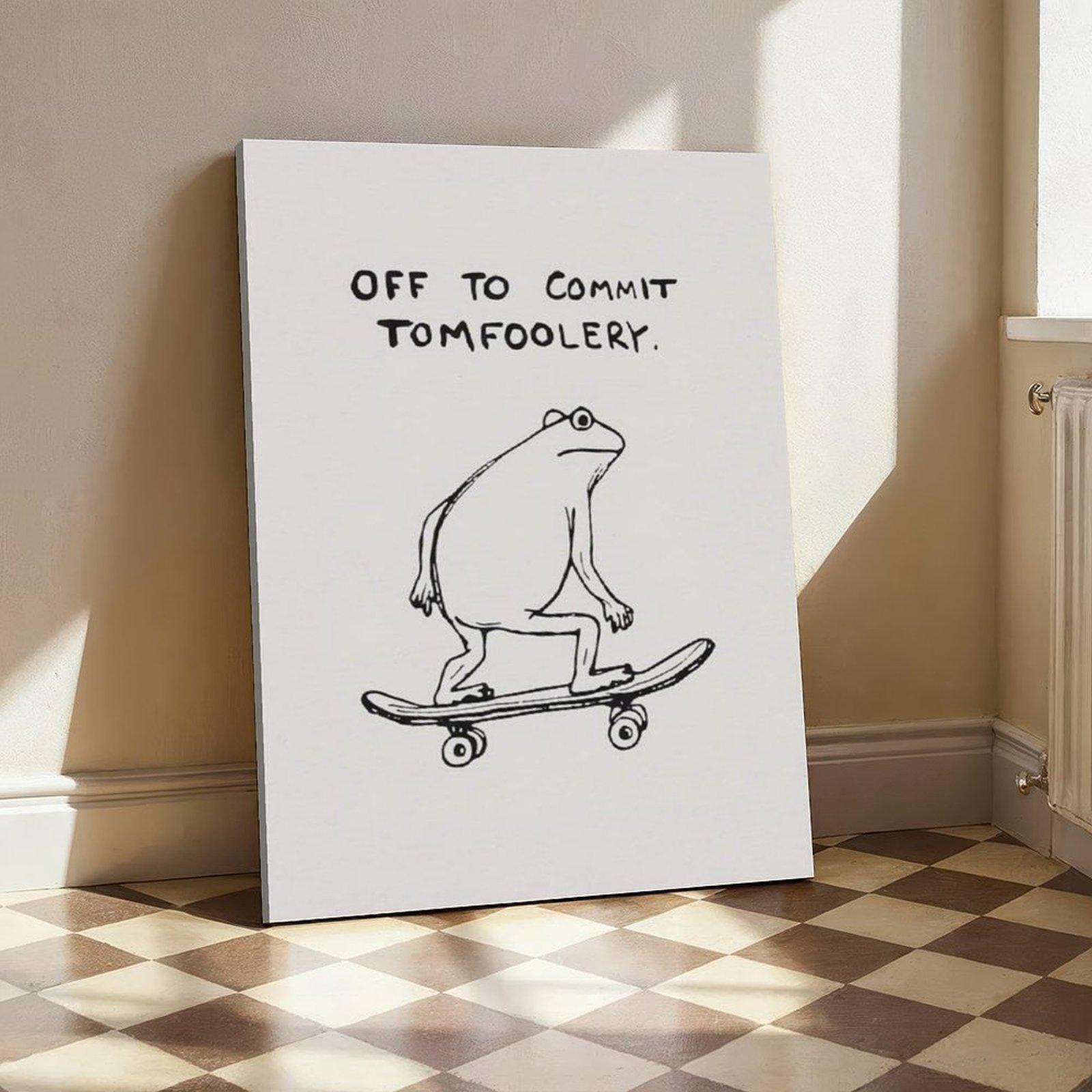 Xianyojafa Frog Poster, Quote Off To Commit Tomfoolery Canvas Wall Art ...