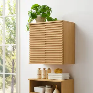 Render Wall Mounted Bathroom Cabinet in Oak