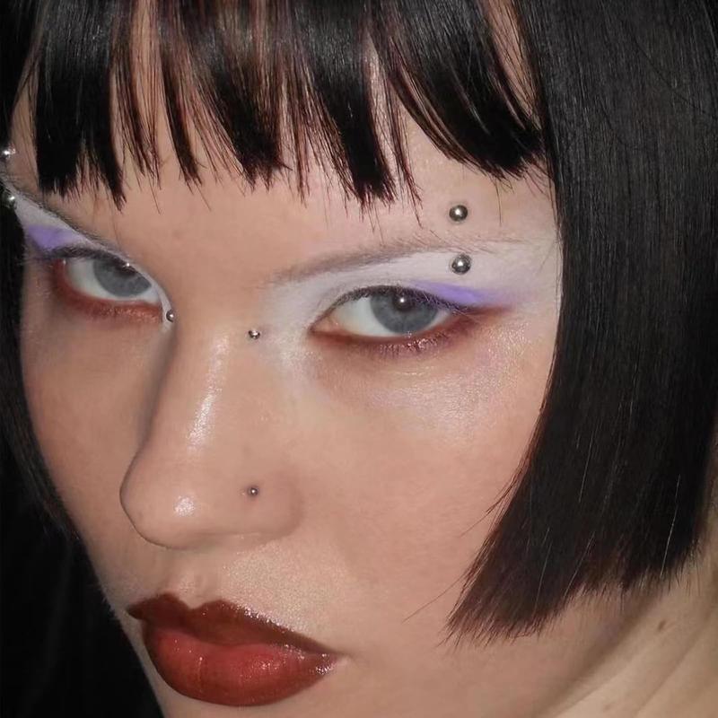 Face Gems Lip Stud Fake Lip Piercing Fake Nose Stud Eyebrow Stud Non Piercing Silver Belly Button Sticker Face Sticker Fake Nose Ring Cool Punk Y2K Makeup for Women Men