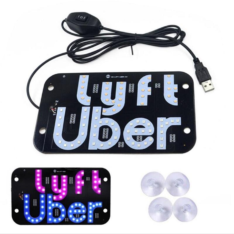 Car Interior Stickers Light Signs for Car, Glow Green Led Sign for Car Windshield, Decal Stickers with Suction Cups Flashing Hook Cab Indicator Illuminated Sign Decor, Switch Control by USB, Fit All Cars