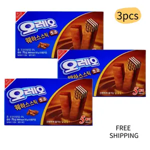 3-piece set OREO Korean Limited Edition Choco Wafer Sticks White Chocolate Sandwich Cookies Sweet Snack Imported from Korea 5 Individual Packages per Box Biscuit，2.65oz*3