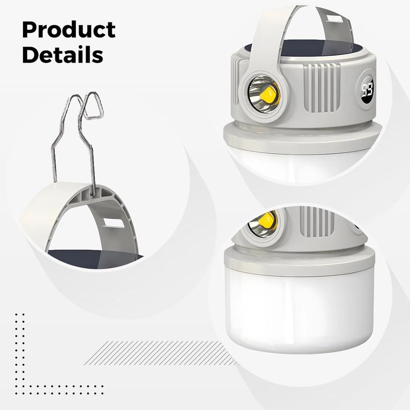 BougeRV Portable Solar Camping Lantern – LED Bulb with Hook, USB Rechargeable Hanging Tent Light, Table Lantern & Flashlight for Camping, Outdoor, Home, Office, Power Outages & Emergency Lighting
