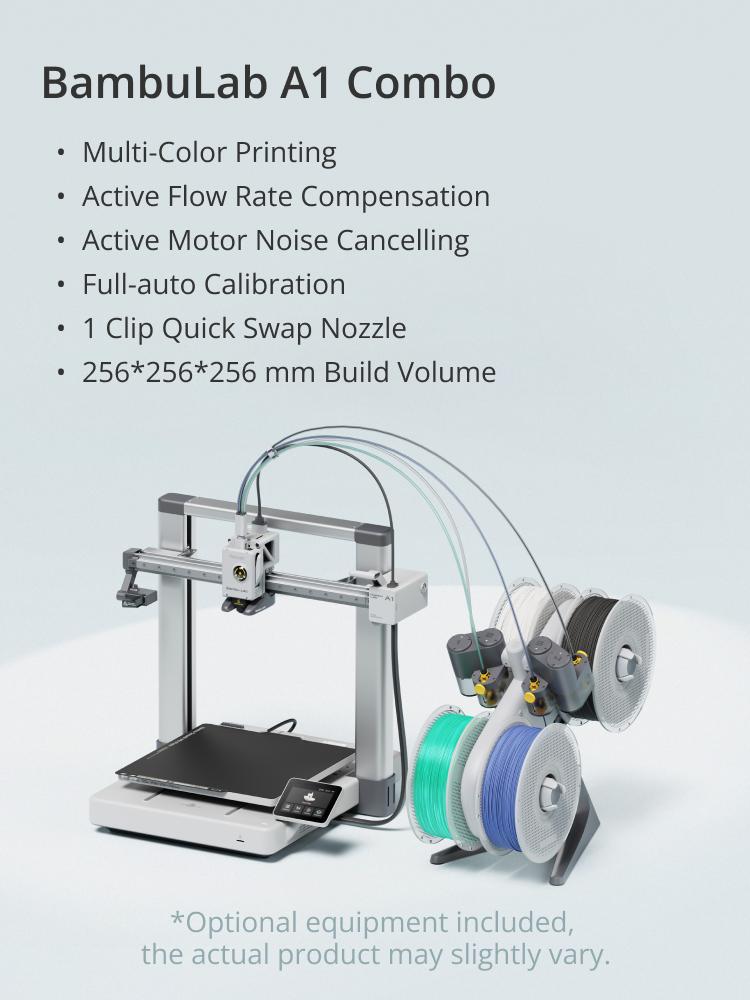Bambu Lab A1 3D Printer, Bambu Lab A1 Combo 3D Printer, Multi-Color Printing, Active Flow Rate Compensation, Active Motor Noise Cancelling, Full-auto Calibration, Clip Quick Swap Nozzle, 256*256*256 mm Build Volume Bambu Lab A1 3D Printer, Bambu Lab A1 Combo 3D Printer, Multi-Color Printing, Active Flow Rate Compensation, Active Motor Noise Cancelling, Full-auto Calibration, Clip Quick Swap Nozzle, 256*256*256 mm Build Volume