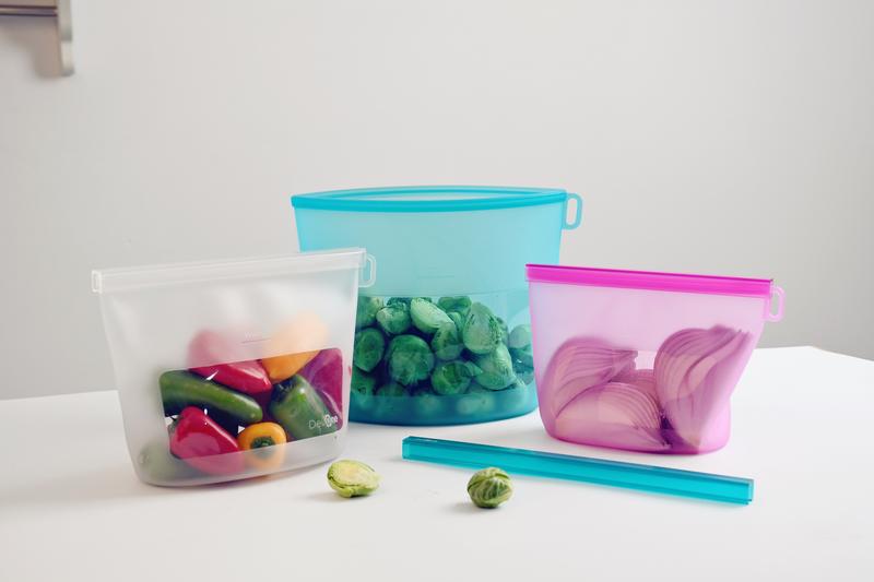 CuLiDing Reusable Premium Silicone Food Storage Bags 4 Pack with 2 Sandwich, 1 Lunch, and 1 Half-Gallon, Multi-Use & Sous Vide Stand-Up Pouches for Soup and Leftovers, Microwave, Dishwasher and Freezer Safe, BPA Free