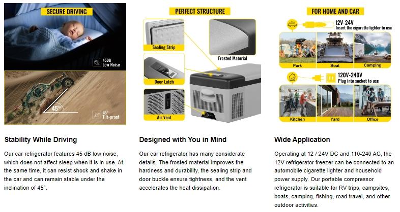 VEVOR 12 Volt Refrigerator with APP Control, TikTokShopBlackFriday, Portable Mini Car Fridge w/ -4℉-68℉ Cooling Range & 12/24V DC & 110-240V AC Electric Compressor Cooler For Camping, Road Trip, Travel, Outdoor and Home Use