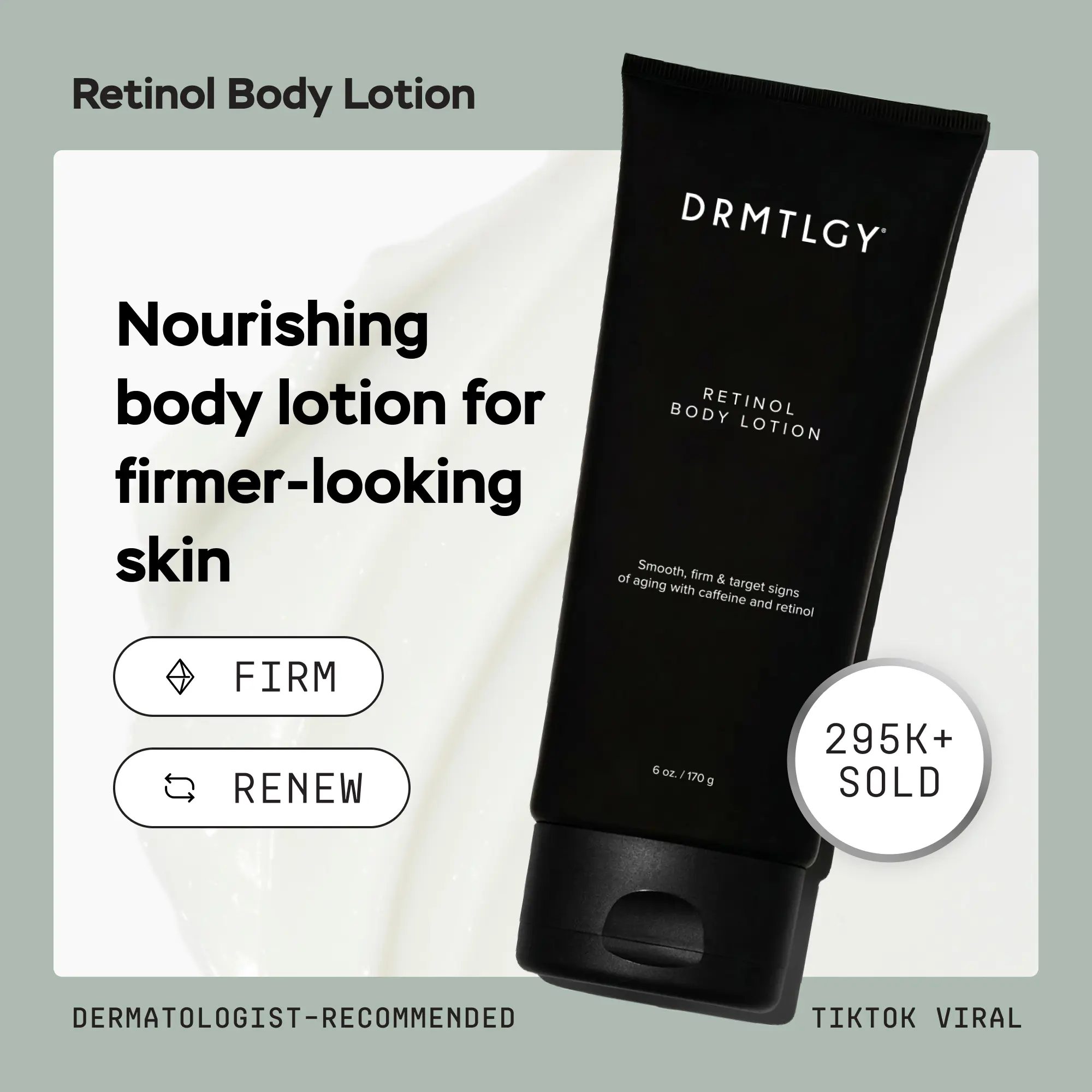 DRMTLGY Retinol Body Lotion, 6oz - Restores Youthful-Looking Skin with Shea Butter and Ceramides. Hydrates Dull, Dry Skin