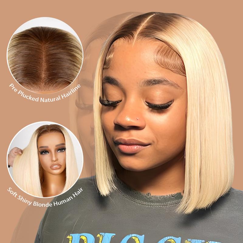 [Spring 2026]  Alipearl Hair 4/613 Ombre Blonde Lace Front Bob Wigs Short 13x4 Bob Wig for Women With Baby Hair Brazilian Straight Bob Wigs Human Hair Pre Plucked