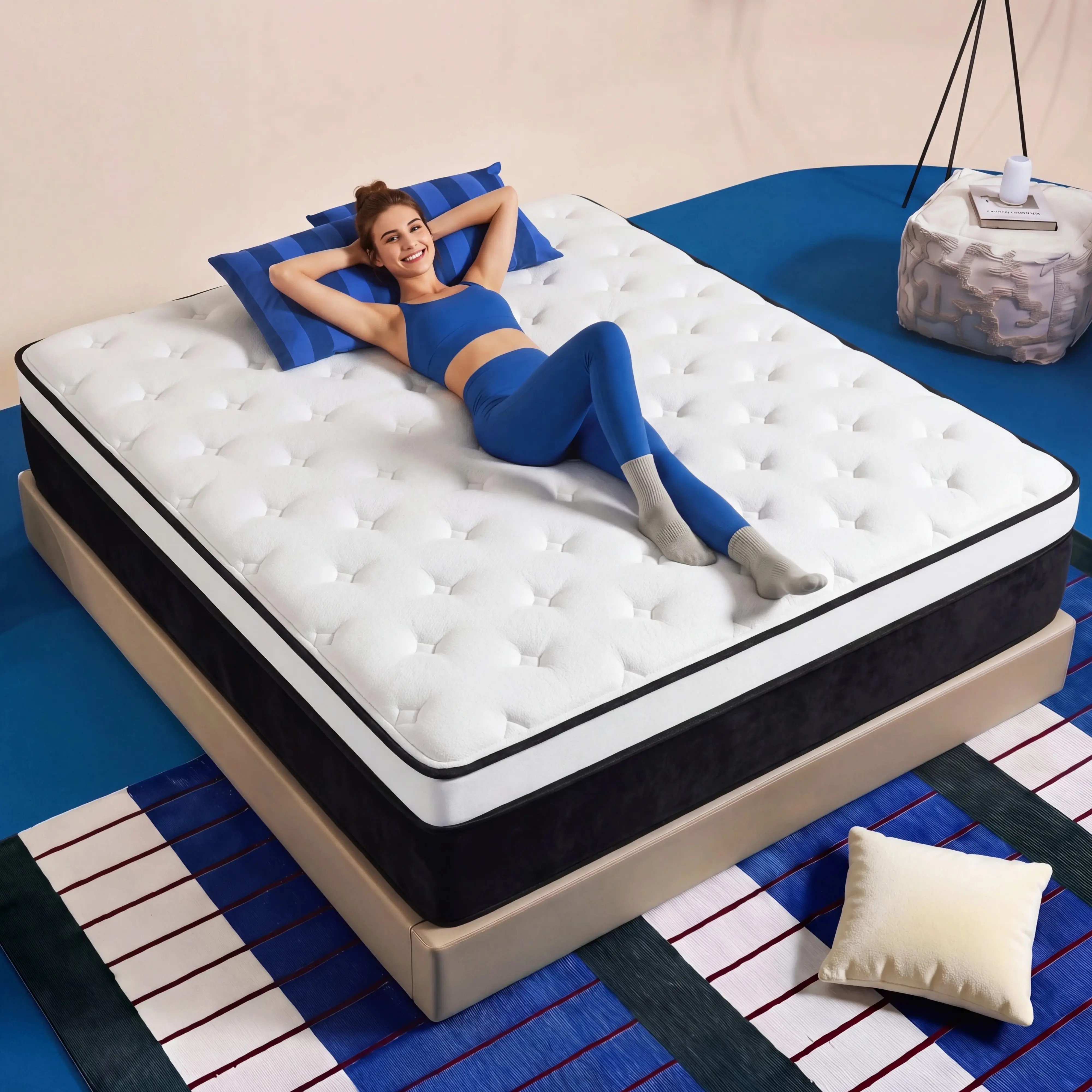 【Homemakeover】 mattress Comfortable Sleep Solution 12"/14" Hybrid Mattress with Gel Memory Foam & Individually Wrapped Coils for Medium Firmness Cool Sleep Support Fits Twin Full Queen King Sizes