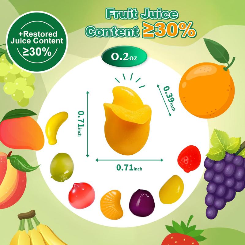 7 Friuts in 7 Packs Assorted Gummy Candies Individually Wrapped, Peelable Fruit-Shaped Gummies Candy made with Real Fruit Juice (≥30%), Chewy Peeling Candy Gummy Snacks Net 350g/12.35oz