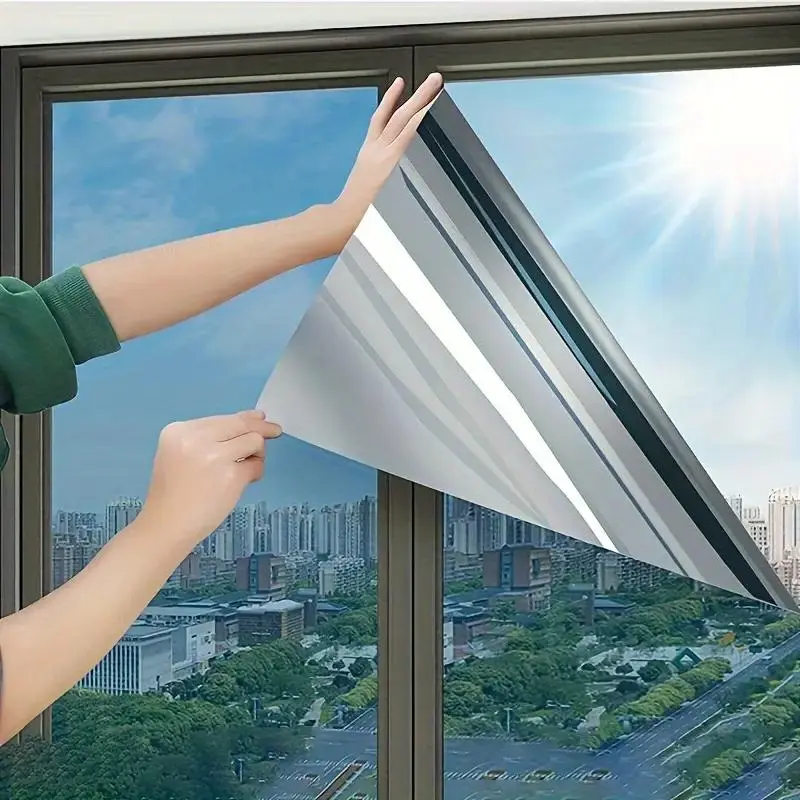 Window Glass Film, 1 Roll Heat-Insulation, Anti-Peeping & Sunshade Window Film, Balcony & Office One-Way Perspective Sticker Film, Privacy Window Film, Window Privacy Films